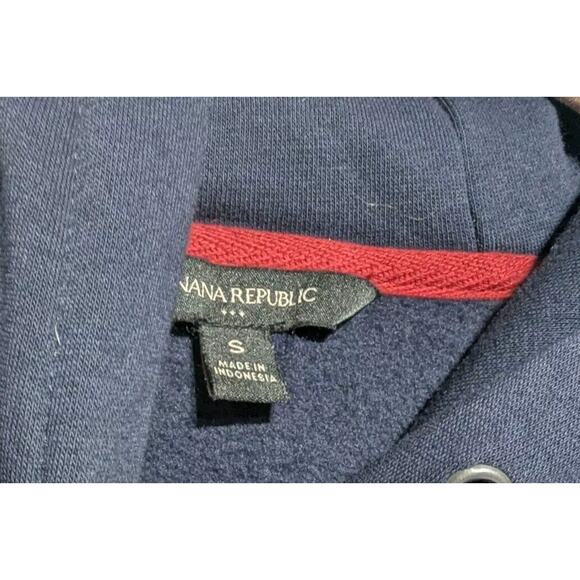 Banana Republic Womens Navy Blue Hooded Sweatshirt Size Small Classic BR Logo - Picture 2 of 5